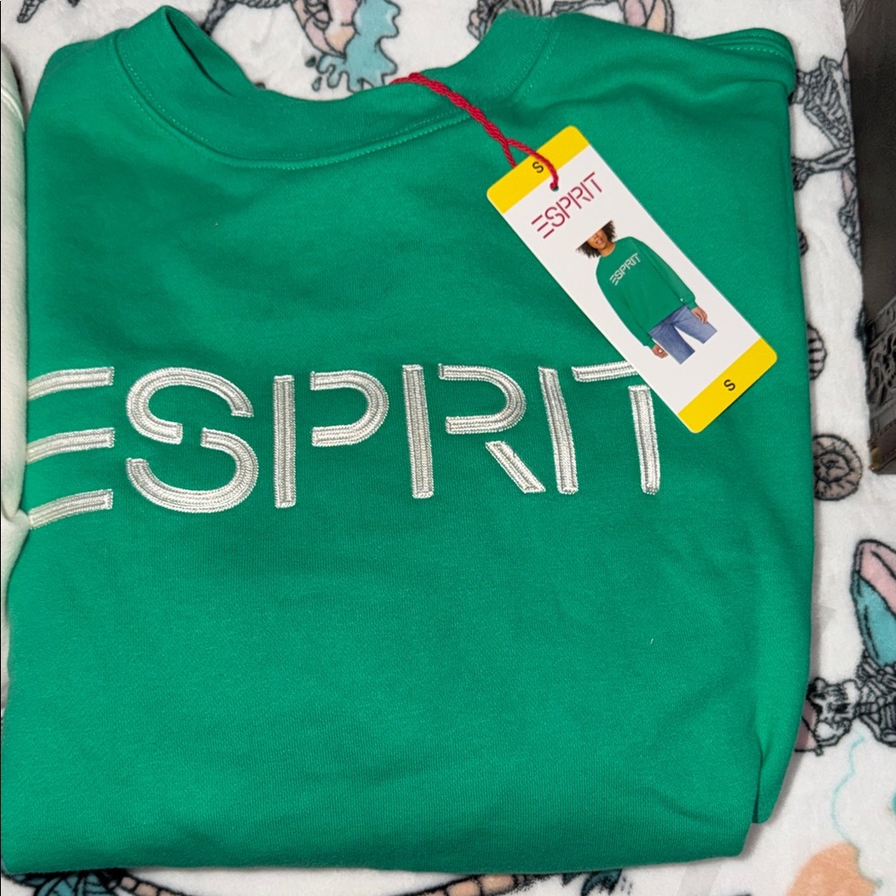 Esprit Emerald Green Crewneck Sweatshirt with Silver Logo